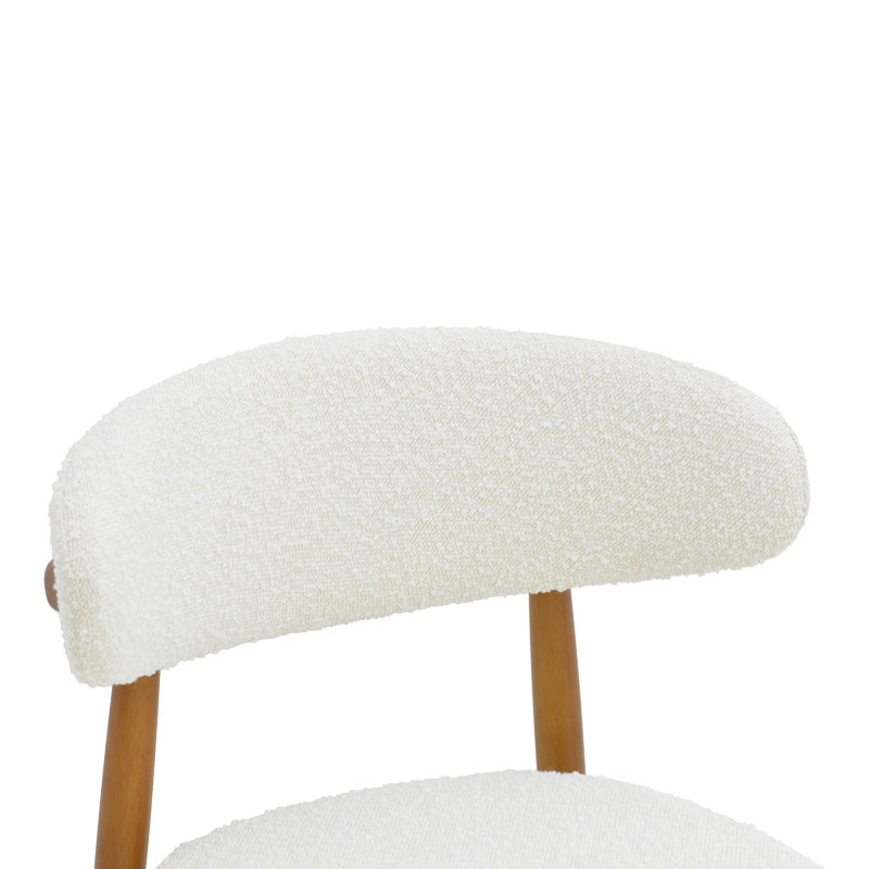 Ubene chair rubberwood in walnut-boucle fabric in white shade 51x56x79cm