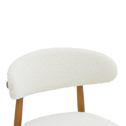 Ubene chair rubberwood in walnut-boucle fabric in white shade 51x56x79cm