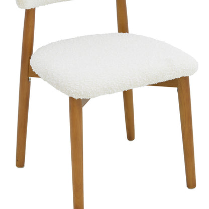 Ubene chair rubberwood in walnut-boucle fabric in white shade 51x56x79cm