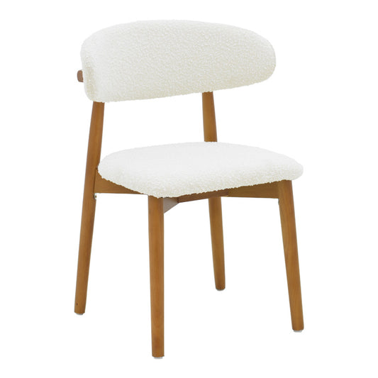 Ubene chair rubberwood in walnut-boucle fabric in white shade 51x56x79cm