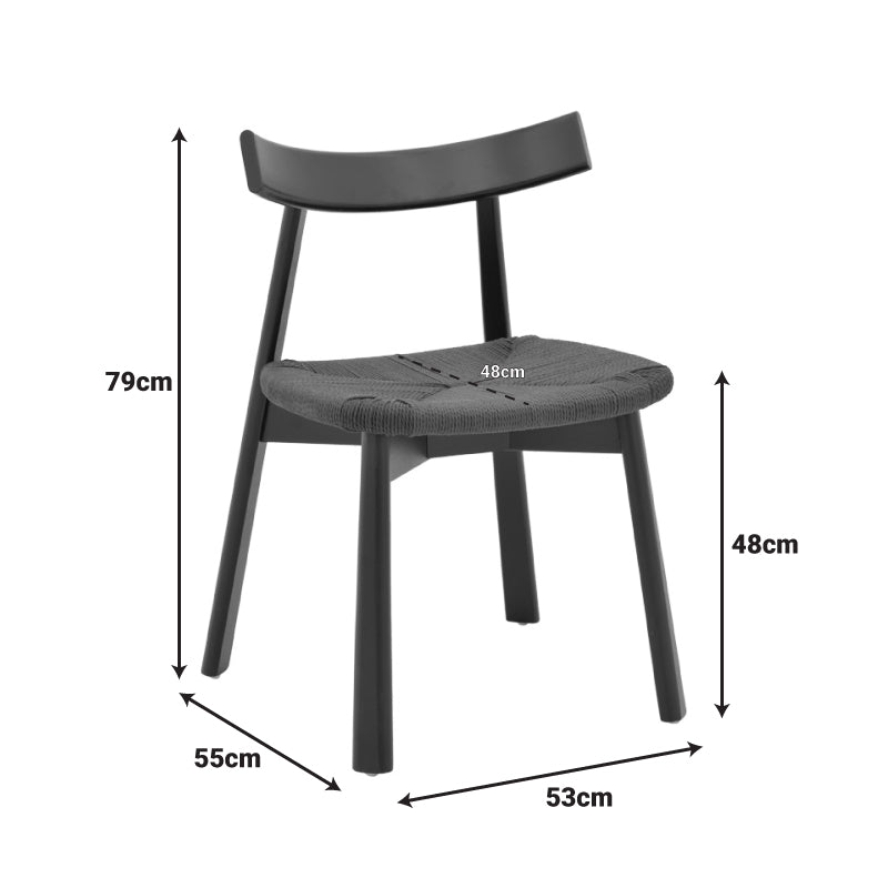 Clareta chair rubberwood-rope in natural shade 53x55x79cm