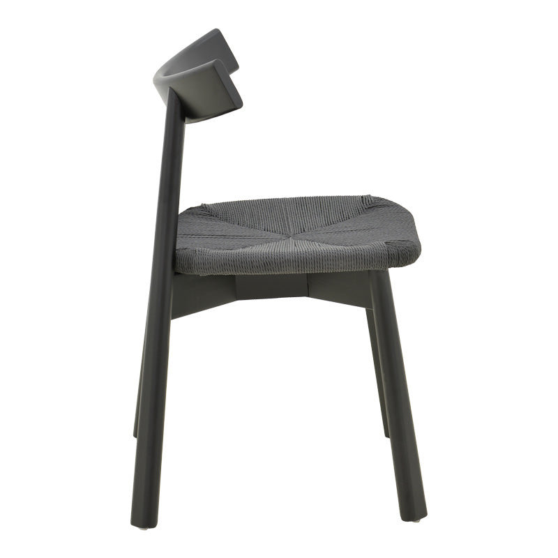 Clareta chair rubberwood-rope in black shade 53x55x79cm
