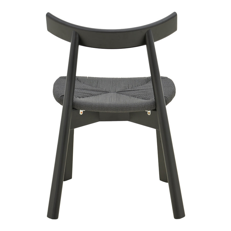 Clareta chair rubberwood-rope in black shade 53x55x79cm