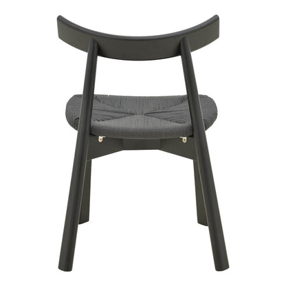 Clareta chair rubberwood-rope in black shade 53x55x79cm