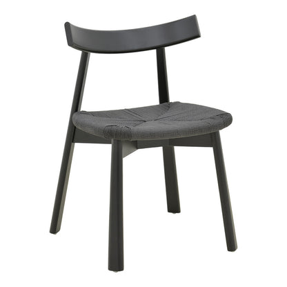 Clareta chair rubberwood-rope in black shade 53x55x79cm