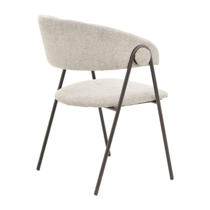 Chair Rachele pakoworld light grey fabric-black metal leg 52x53x83cm