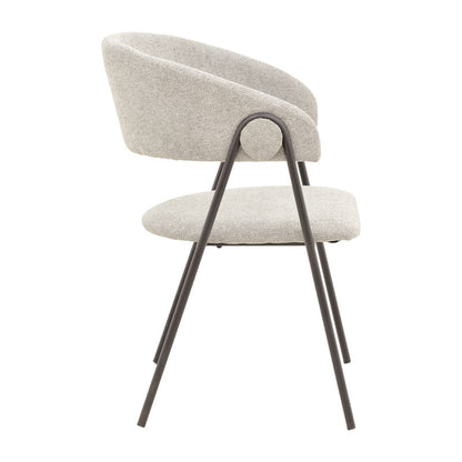 Chair Rachele pakoworld light grey fabric-black metal leg 52x53x83cm