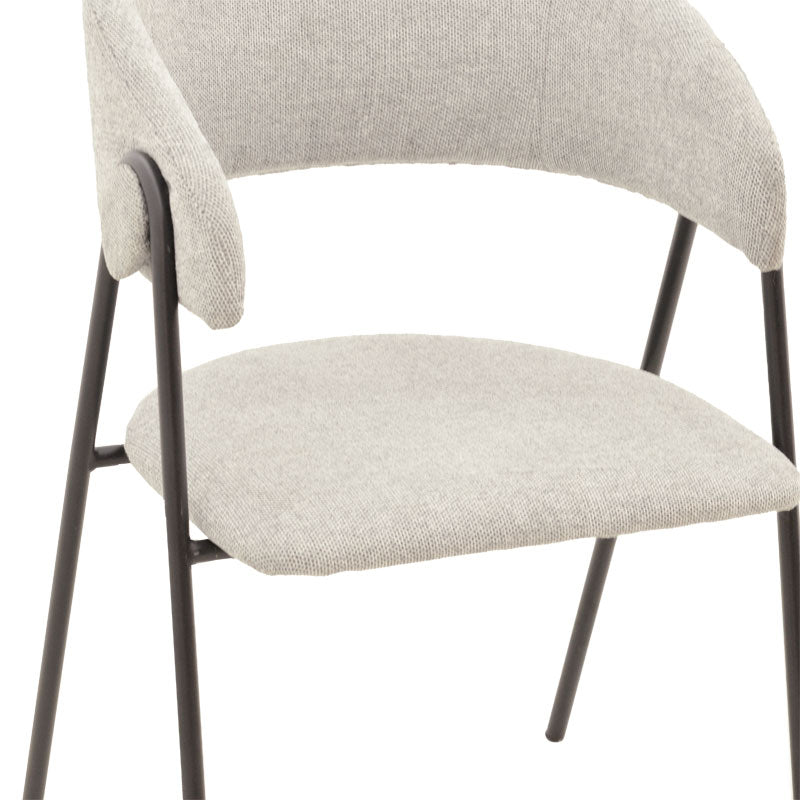 Chair Rachele pakoworld light grey fabric-black metal leg 52x53x83cm