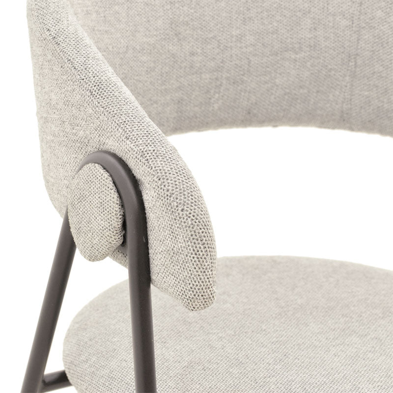 Chair Rachele pakoworld light grey fabric-black metal leg 52x53x83cm