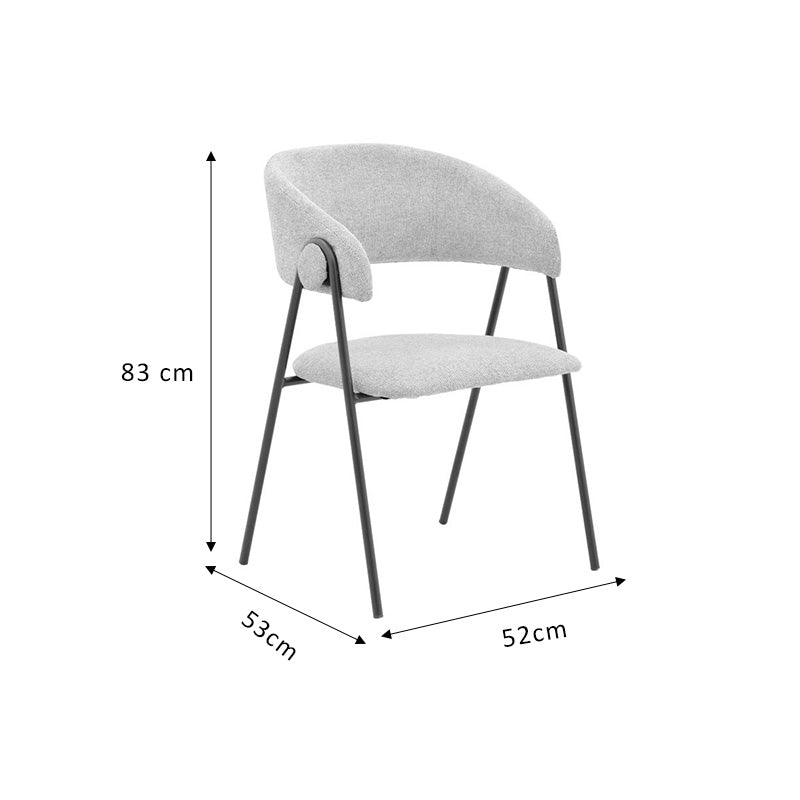 Chair Rachele pakoworld light grey fabric-black metal leg 52x53x83cm