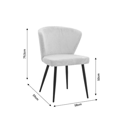 Chair Mattia pakoworld fabric ivory-black metal leg 55x53x80cm