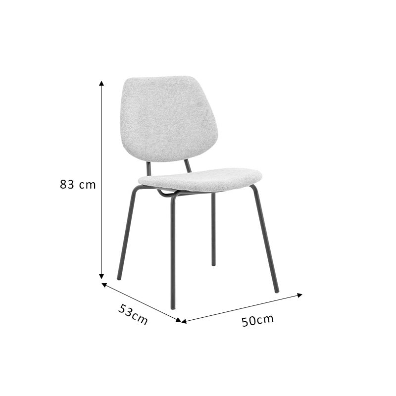 Chair Pietro pakoworld fabric light grey-black leg 50x53x83cm