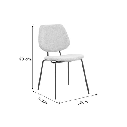 Chair Pietro pakoworld fabric light grey-black leg 50x53x83cm