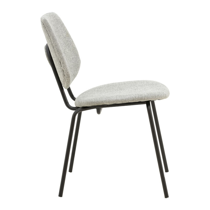 Chair Pietro pakoworld fabric grey-leg black metal 50x53x83cm