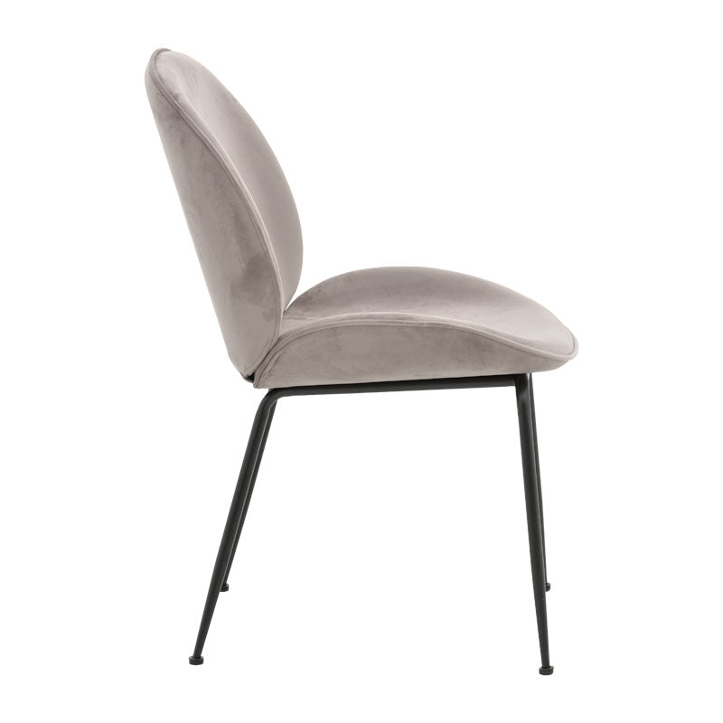 Chair Adelaide pakoworld velvet grey-black metal leg 47x64x88cm