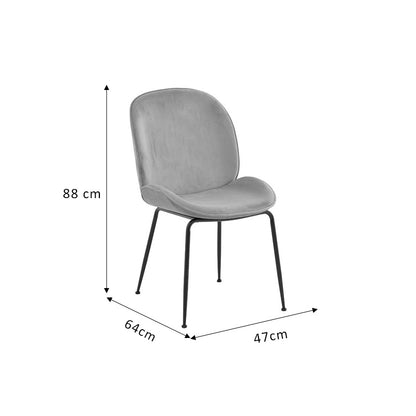 Chair Adelaide pakoworld velvet grey-black metal leg 47x64x88cm