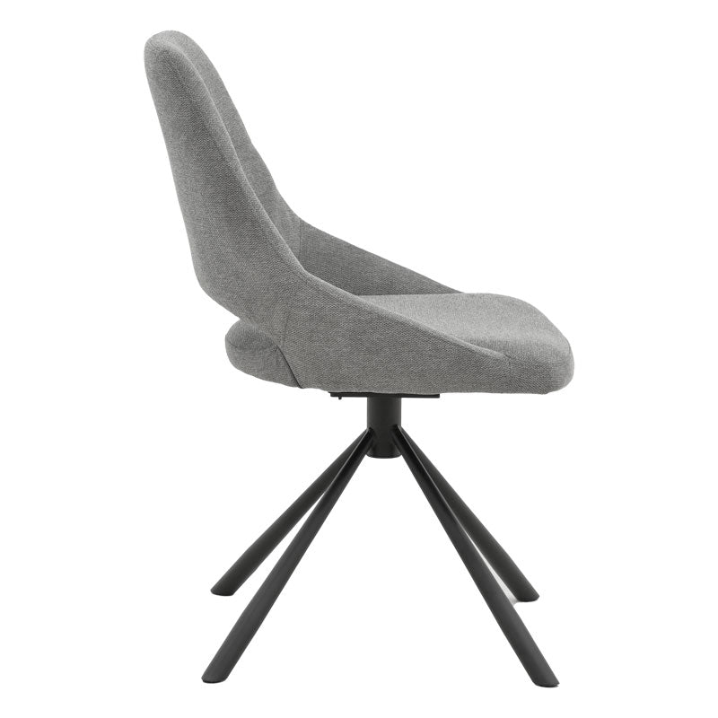 Chair Luciano pakoworld fabric grey-black metal leg rotatable 52x58x86cm