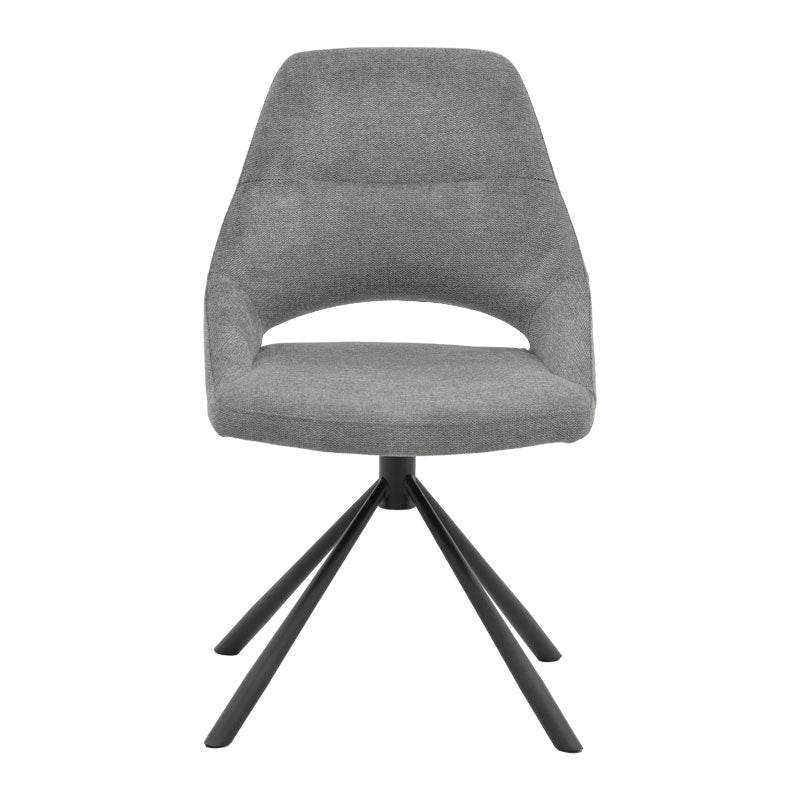 Chair Luciano pakoworld fabric grey-black metal leg rotatable 52x58x86cm