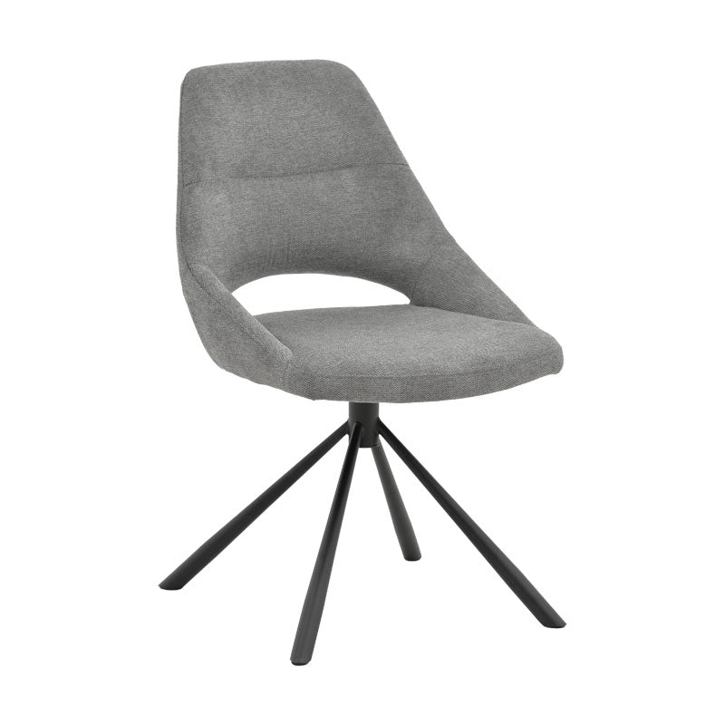 Chair Luciano pakoworld fabric grey-black metal leg rotatable 52x58x86cm