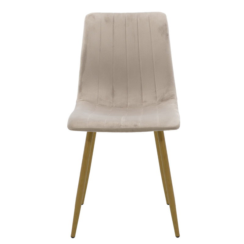 Chair Noor pakoworld light grey velvet-natural metal leg 44x55x86cm