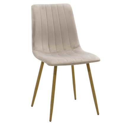 Chair Noor pakoworld light grey velvet-natural metal leg 44x55x86cm