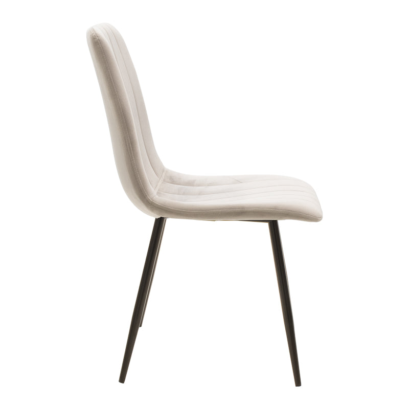 Chair Noor pakoworld light grey velvet-black metal leg 44x55x86cm