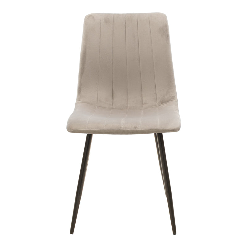 Chair Noor pakoworld light grey velvet-black metal leg 44x55x86cm