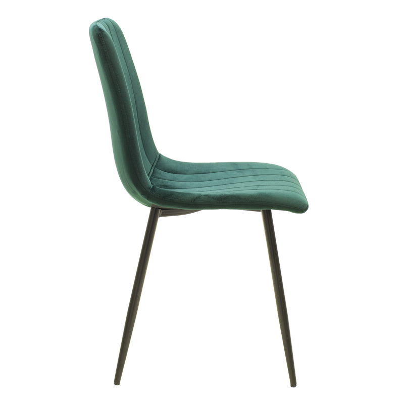 Chair Noor pakoworld dark green velvet-black metal leg 44x55x86cm