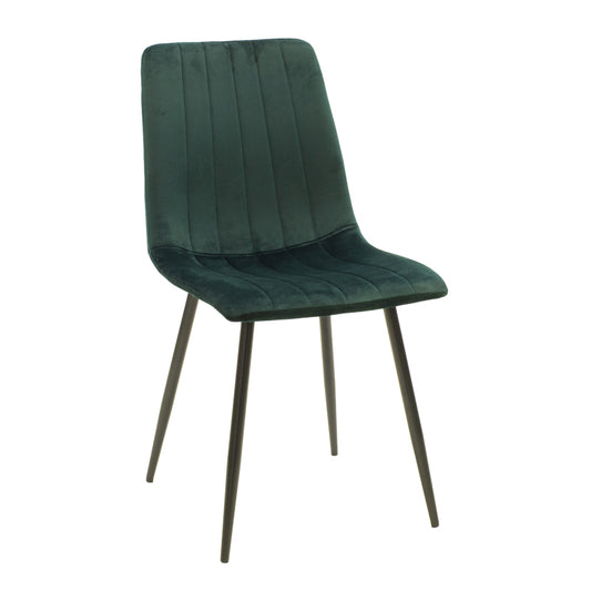 Chair Noor pakoworld dark green velvet-black metal leg 44x55x86cm