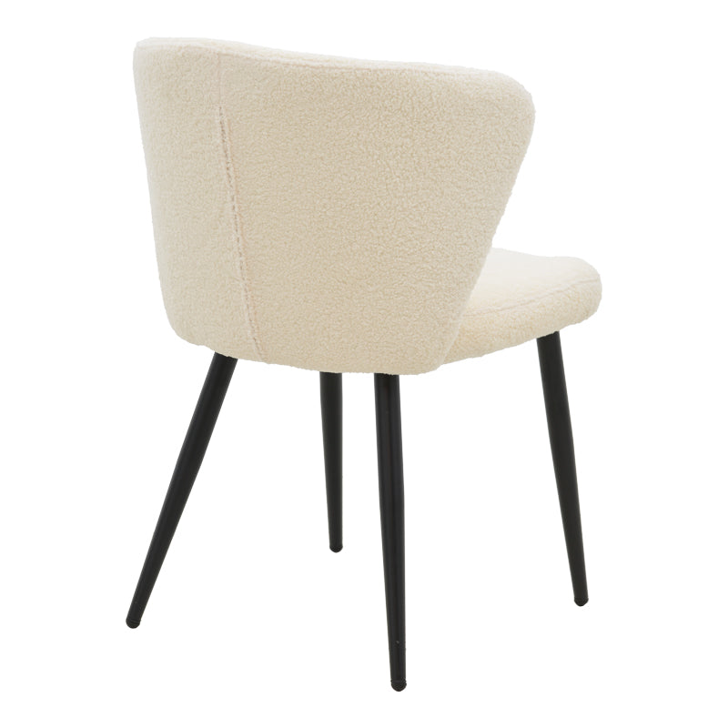 Chair Mattia pakoworld ivory teddy fabric-black metal leg 55x53x80cm