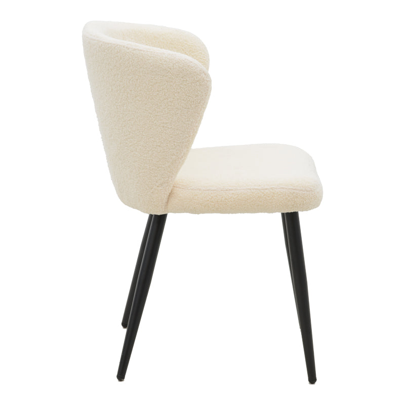 Chair Mattia pakoworld ivory teddy fabric-black metal leg 55x53x80cm