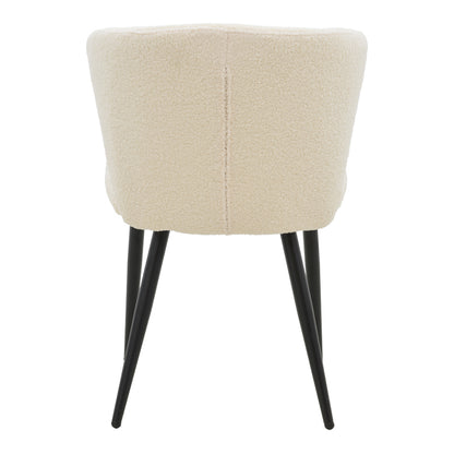 Chair Mattia pakoworld ivory teddy fabric-black metal leg 55x53x80cm