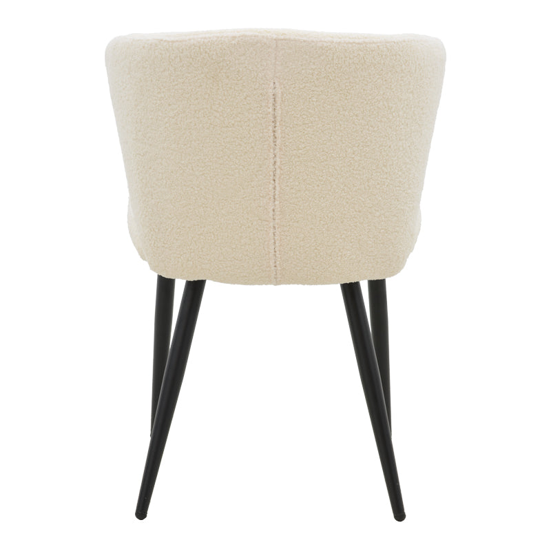 Chair Mattia pakoworld ivory teddy fabric-black metal leg 55x53x80cm