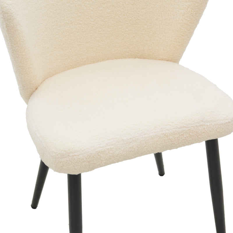 Chair Mattia pakoworld ivory teddy fabric-black metal leg 55x53x80cm