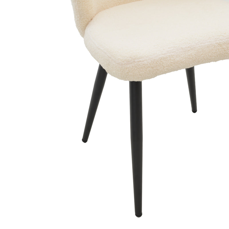 Chair Mattia pakoworld ivory teddy fabric-black metal leg 55x53x80cm