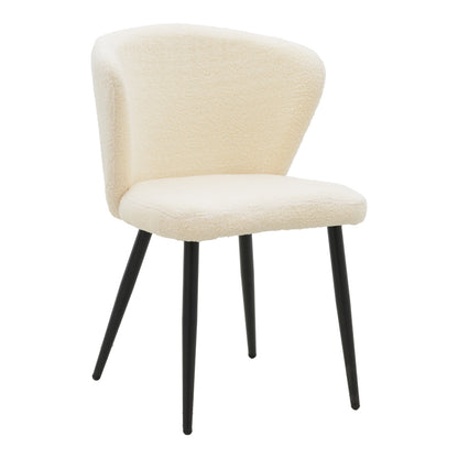 Chair Mattia pakoworld ivory teddy fabric-black metal leg 55x53x80cm