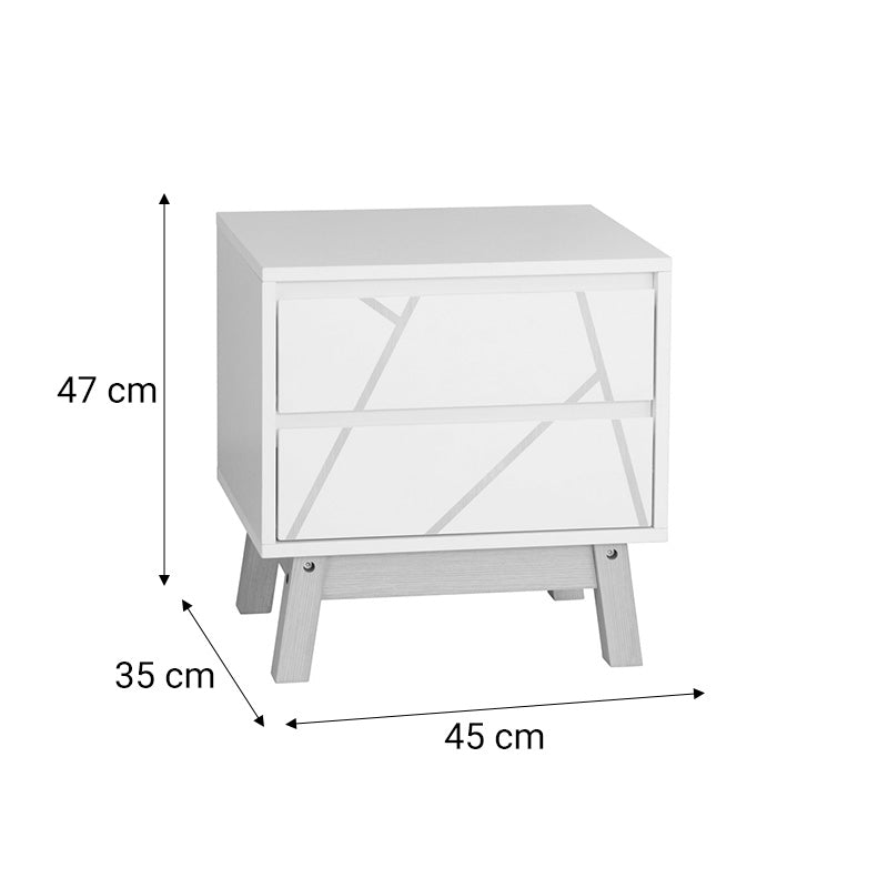 Aria pakoworld bedside table white-natural 45x35x47cm