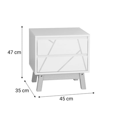 Aria pakoworld bedside table white-natural 45x35x47cm