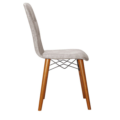 Chair Sonora I pakoworld fabric grey antique-walnut leg