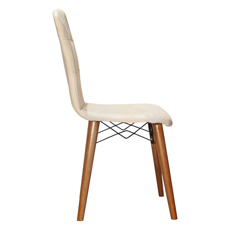 Chair Sonora I pakoworld velvet ivory-walnut leg