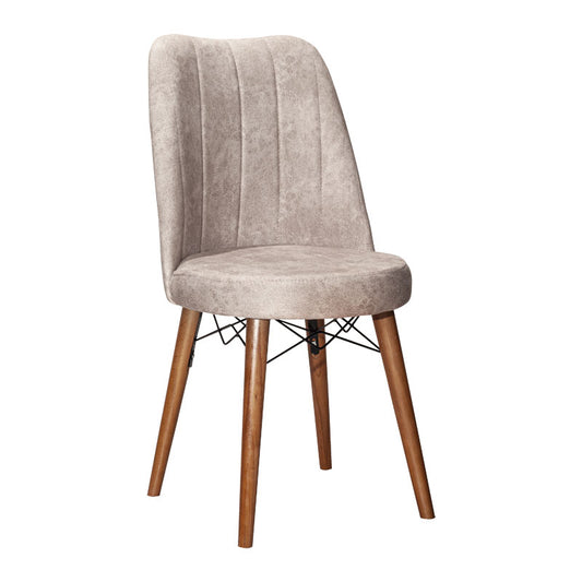 Chair Nevis I pakoworld ecru antique fabric-walnut leg