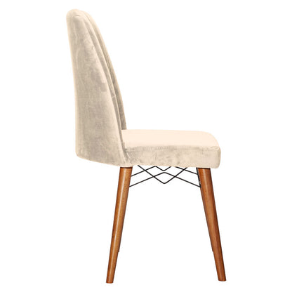 Vespera I pakoworld velvet chair ecru-walnut leg