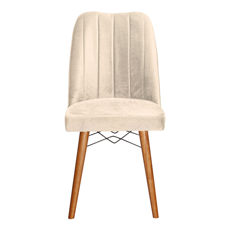 Vespera I pakoworld velvet chair ecru-walnut leg