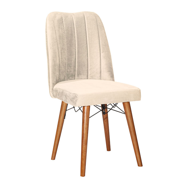 Vespera I pakoworld velvet chair ecru-walnut leg