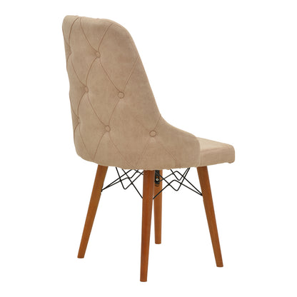 Elif  pakoworld fabric chair beige-walnut leg 46x50x97cm