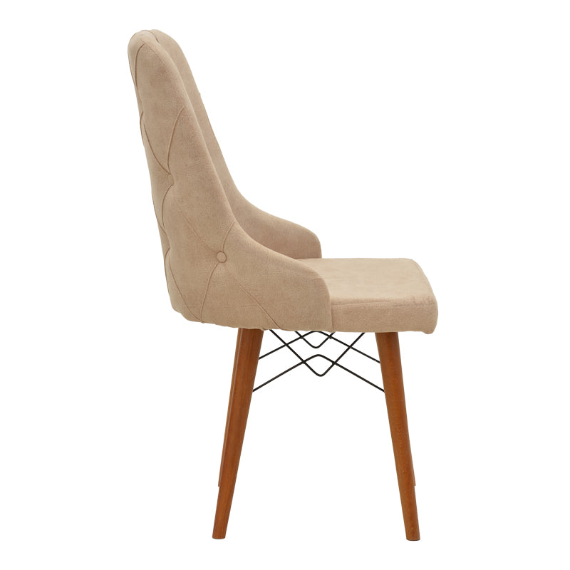 Elif  pakoworld fabric chair beige-walnut leg 46x50x97cm