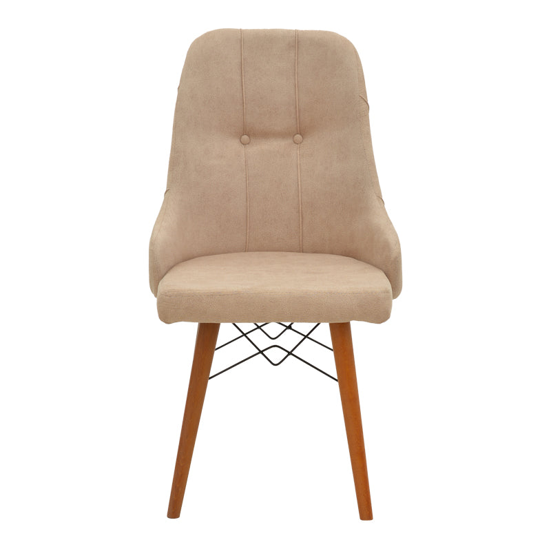 Elif  pakoworld fabric chair beige-walnut leg 46x50x97cm