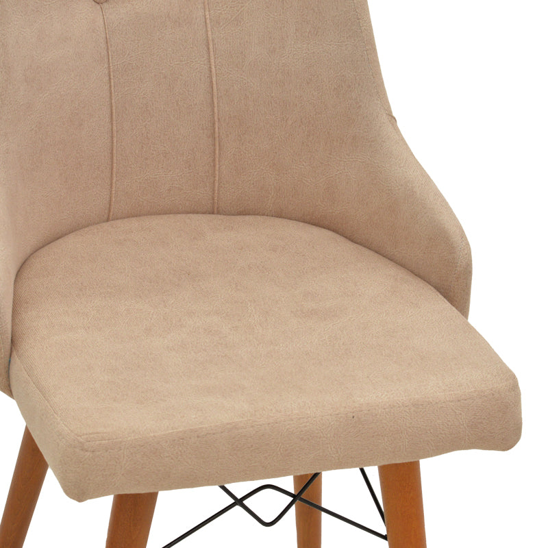 Elif  pakoworld fabric chair beige-walnut leg 46x50x97cm