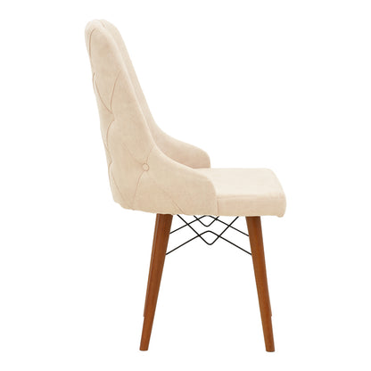 Elif  pakoworld fabric chair ecru-walnut leg 46x50x97cm