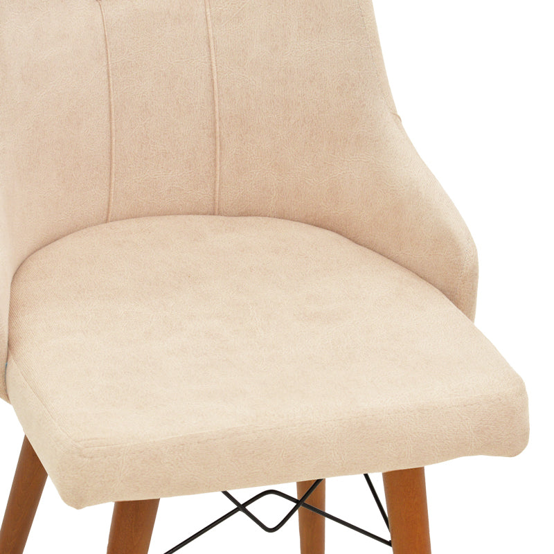 Elif  pakoworld fabric chair ecru-walnut leg 46x50x97cm